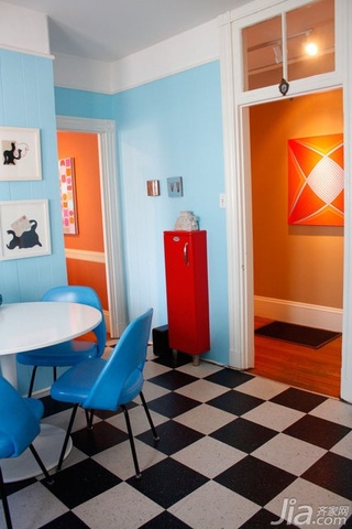 简约风格公寓蓝色经济型120平米厨房设计图