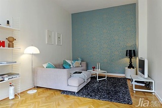 宜家风格公寓经济型客厅背景墙壁纸效果图