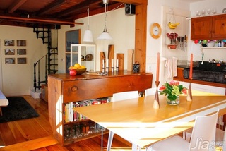 简约风格跃层简洁原木色富裕型厨房餐桌海外家居