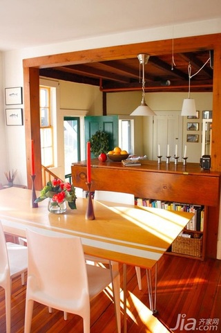 简约风格跃层简洁原木色富裕型餐厅餐桌海外家居
