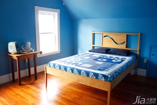 混搭风格别墅蓝色经济型120平米卧室床海外家居