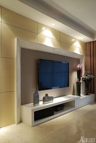 简约风格三居室富裕型130平米客厅电视背景墙电视柜效果图