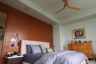 简约风格复式简洁原木色富裕型卧室卧室背景墙床海外家居