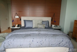 简约风格复式简洁原木色富裕型卧室床海外家居