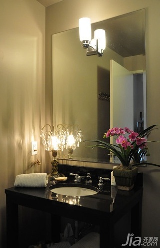 简约风格三居室简洁黑白富裕型卫生间背景墙洗手台海外家居