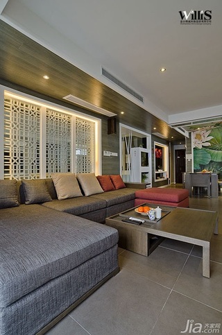 新中式风格复式富裕型客厅隔断沙发图片