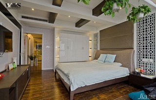 新中式风格复式富裕型卧室吊顶床图片