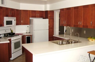 简约风格复式简洁原木色富裕型厨房橱柜海外家居