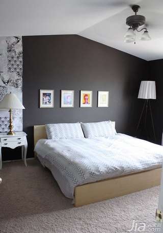 简约风格复式简洁富裕型卧室卧室背景墙床海外家居