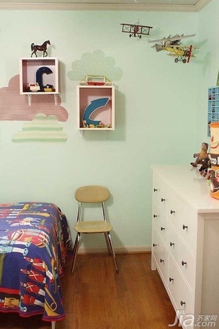 简约风格公寓经济型110平米卧室卧室背景墙儿童床海外家居