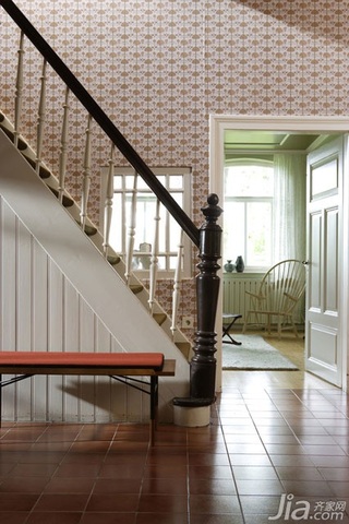 美式乡村风格别墅经济型140平米以上楼梯壁纸海外家居