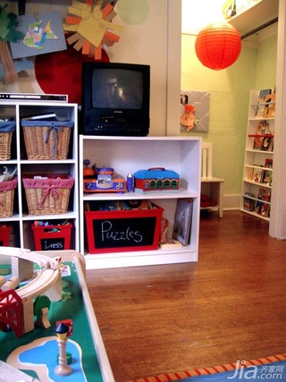 混搭风格公寓可爱经济型50平米儿童房收纳柜效果图