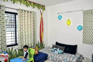 简约风格三居室简洁富裕型儿童房卧室背景墙床海外家居
