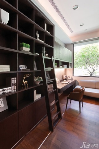 日式风格公寓富裕型120平米书房书架台湾家居