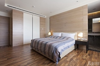 简约风格公寓富裕型140平米以上卧室卧室背景墙床台湾家居