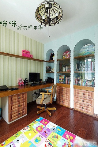 loft风格跃层富裕型140平米以上书房背景墙壁纸效果图