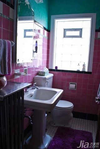 混搭风格公寓粉色富裕型卫生间洗手台海外家居
