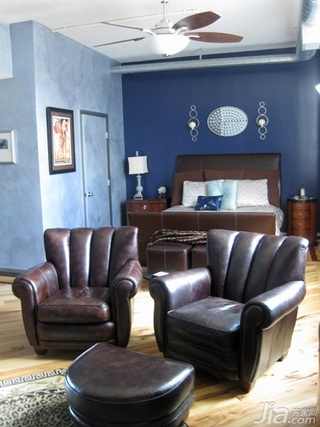 欧式风格复式蓝色富裕型130平米客厅沙发海外家居