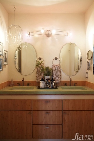 混搭风格复式简洁富裕型卫生间背景墙洗手台海外家居