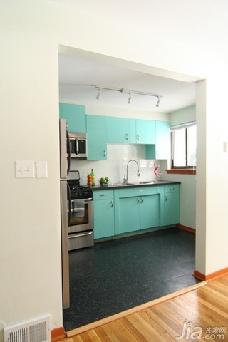混搭风格二居室蓝色经济型厨房橱柜海外家居