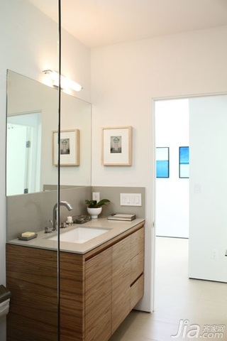 简约风格别墅简洁原木色富裕型卫生间背景墙洗手台海外家居