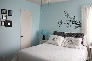 简约风格一居室简洁蓝色3万-5万卧室卧室背景墙床海外家居