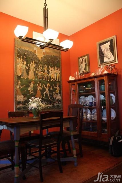别墅装修,130平米装修,富裕型装修,地中海风格,海外家居,餐桌,餐厅,餐厅背景墙,橱柜,灯具