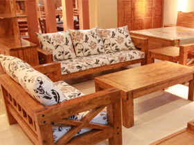 自然简约实木组合沙发
