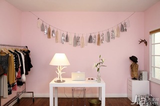 简约风格三居室简洁粉色富裕型书房背景墙灯具海外家居