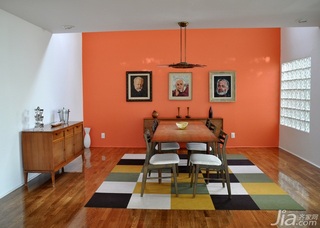 简约风格复式简洁橙色富裕型餐厅餐厅背景墙灯具海外家居