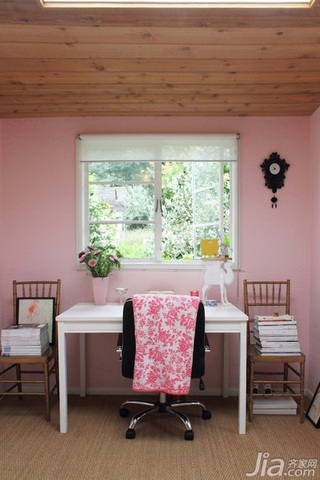 简约风格三居室可爱粉色富裕型书房书桌海外家居