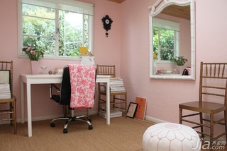 简约风格三居室可爱粉色富裕型书房背景墙书桌海外家居