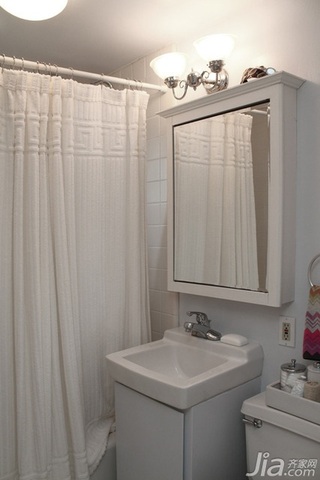 简约风格三居室简洁白色富裕型卫生间背景墙洗手台海外家居