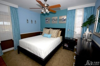 简约风格二居室简洁蓝色富裕型卧室卧室背景墙床海外家居