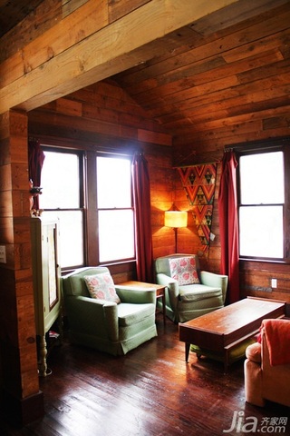 简约风格复式简洁原木色富裕型客厅沙发海外家居