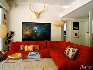 简约风格二居室红色富裕型客厅沙发背景墙沙发海外家居