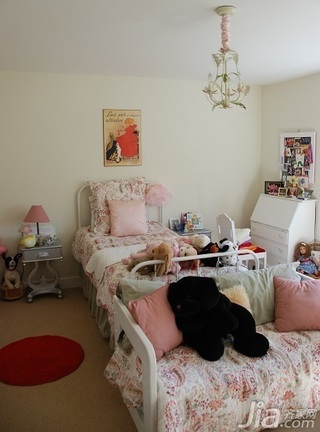 混搭风格三居室浪漫粉色富裕型卧室卧室背景墙床海外家居