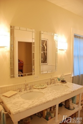 混搭风格三居室简洁富裕型卫生间背景墙洗手台海外家居