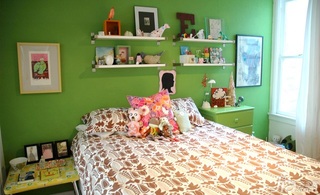 混搭风格公寓舒适绿色经济型70平米卧室床图片