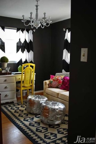 混搭风格公寓黑白经济型110平米书房窗帘海外家居