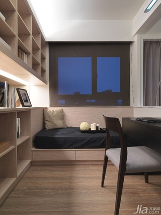 简约风格公寓富裕型80平米卧室地台书架台湾家居