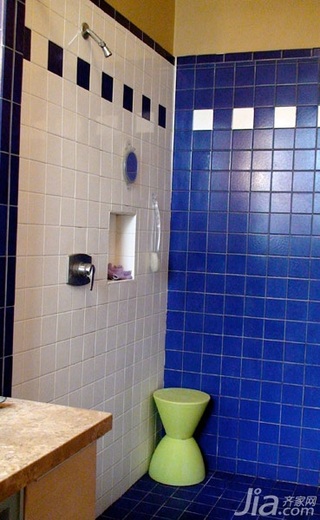 混搭风格别墅蓝色豪华型140平米以上浴室柜海外家居