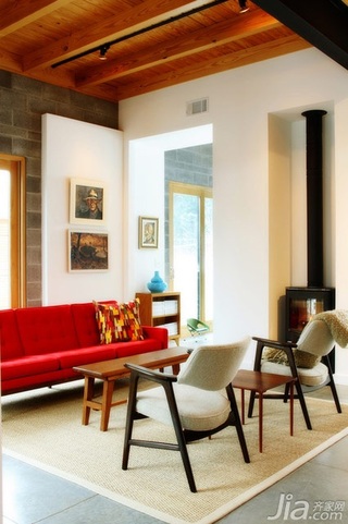 简约风格复式原木色富裕型客厅沙发海外家居