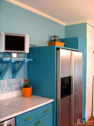 混搭风格公寓蓝色经济型90平米厨房海外家居