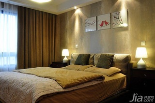 混搭风格三居室富裕型140平米以上卧室背景墙床图片