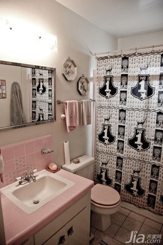 简约风格一居室可爱粉色3万-5万卫生间背景墙洗手台海外家居