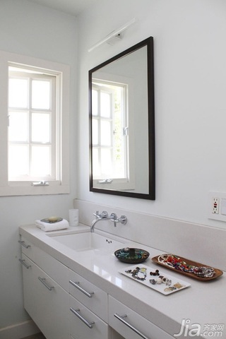 简约风格三居室简洁白色富裕型卫生间背景墙洗手台海外家居
