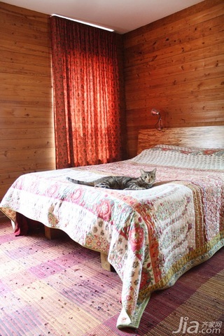 简约风格二居室原木色富裕型卧室床海外家居