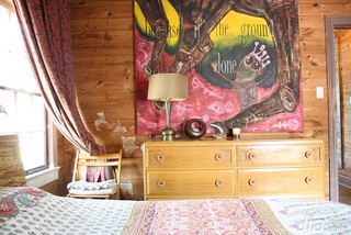 简约风格二居室原木色富裕型卧室卧室背景墙床海外家居