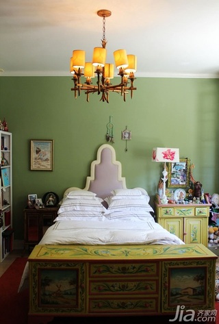 东南亚风格四房民族风富裕型卧室吊顶床海外家居